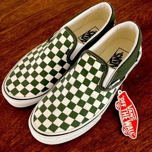 Vans Checkerboard slip ons- Thyme women’s 9.5